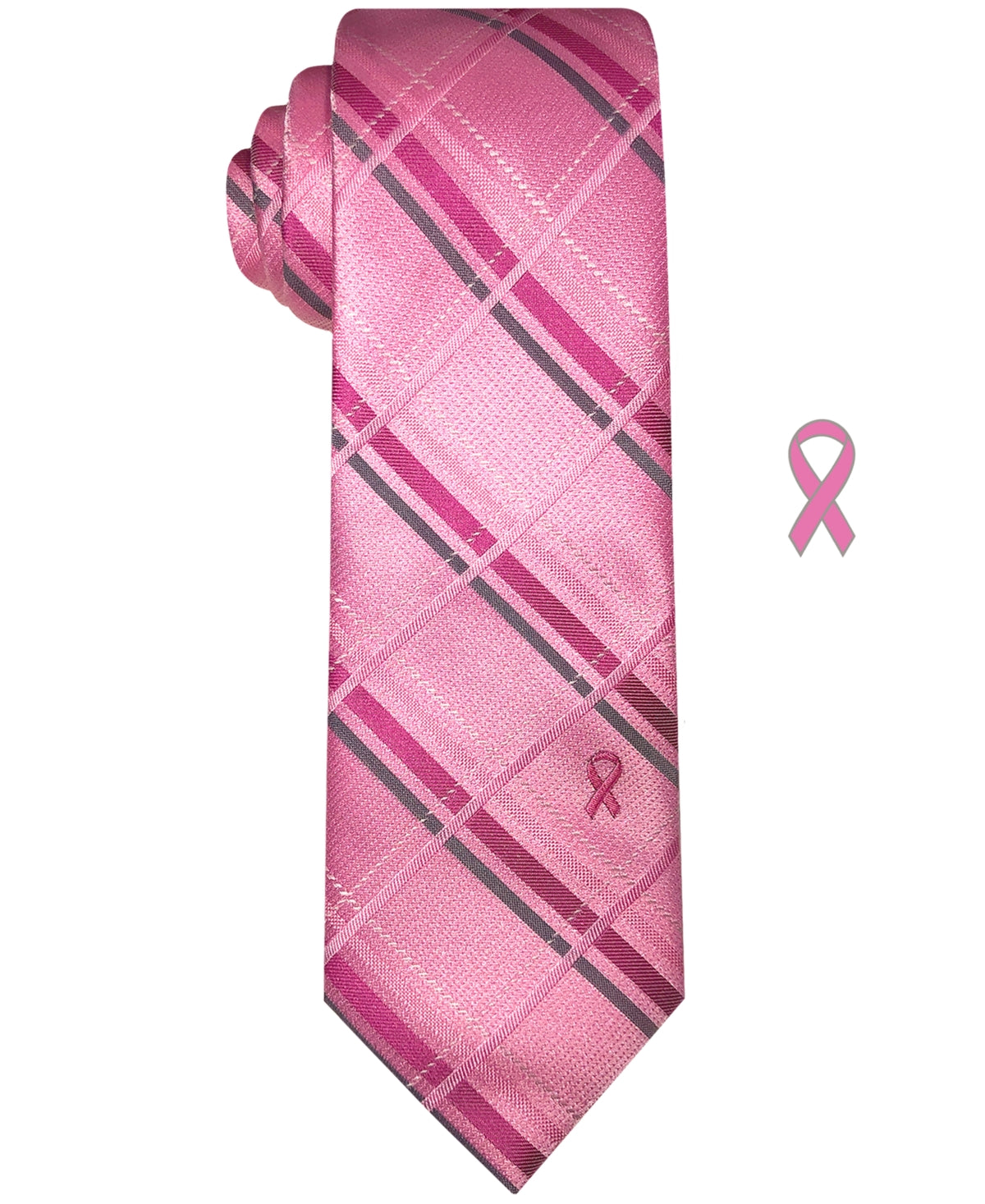 Susan G Komen Men's Pink Plaid Tie
