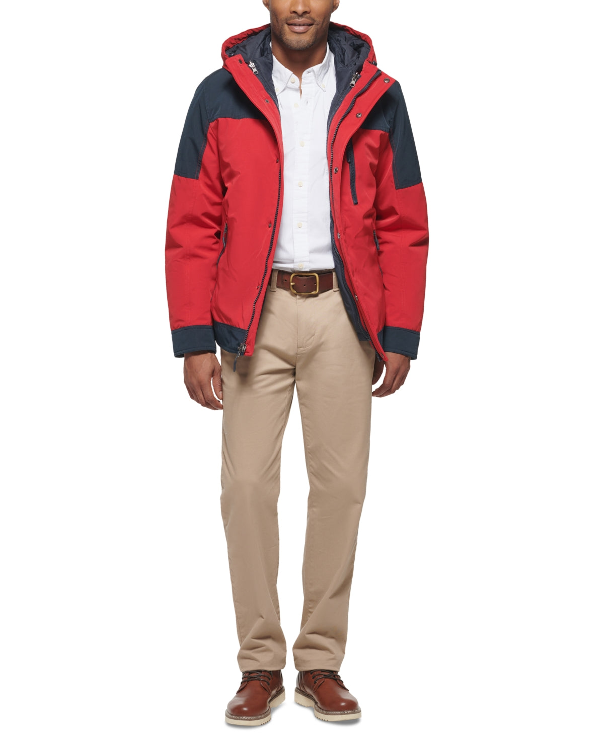 Club Room Mens 3-1 Hooded Jacket Coat Small Red Solid