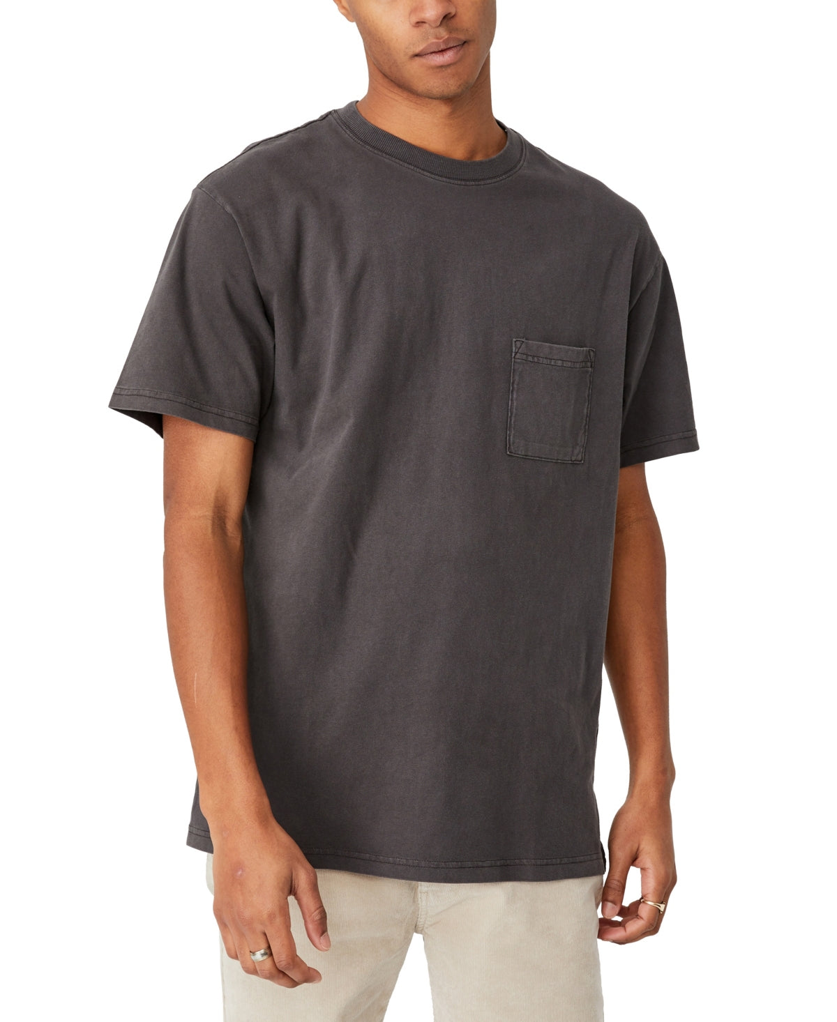 Cotton On Men's Loose Fit Short Sleeve Crewneck T Shirt Grey Large