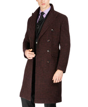 Tayion Collection Men's Classic Red Navy Double-Breasted Overcoat Coat 42S