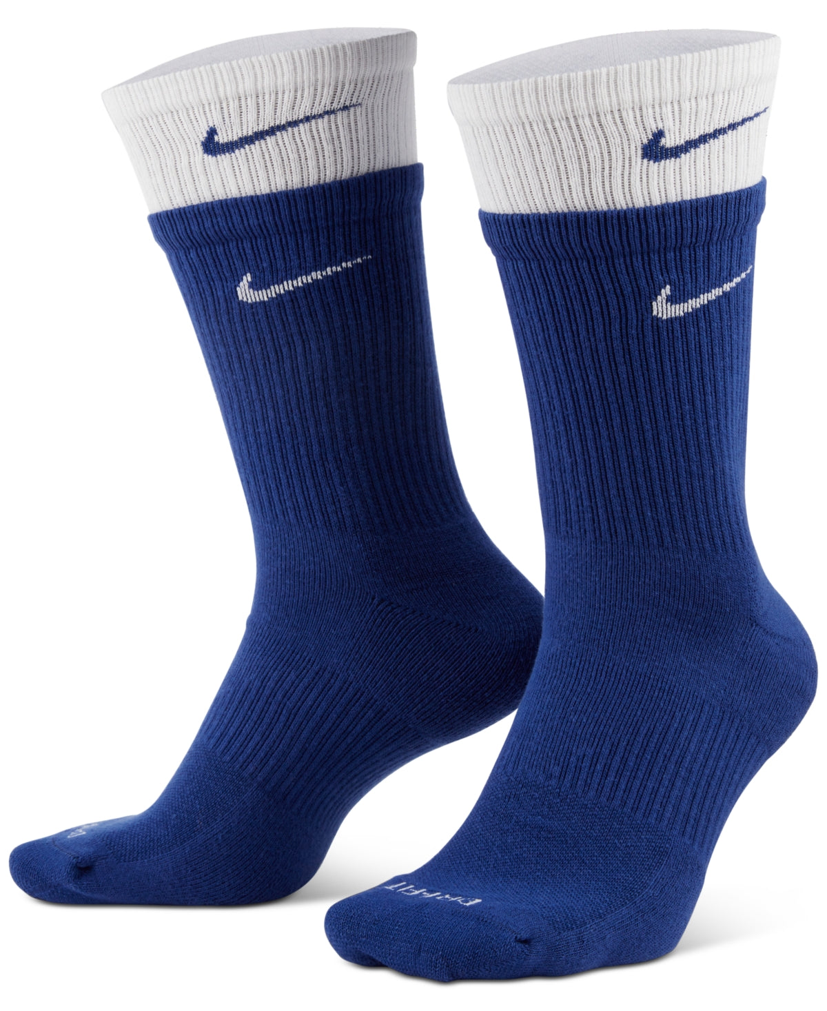Nike Men's Layered Look Colorblocked Cushioned Crew Socks Blue White Large