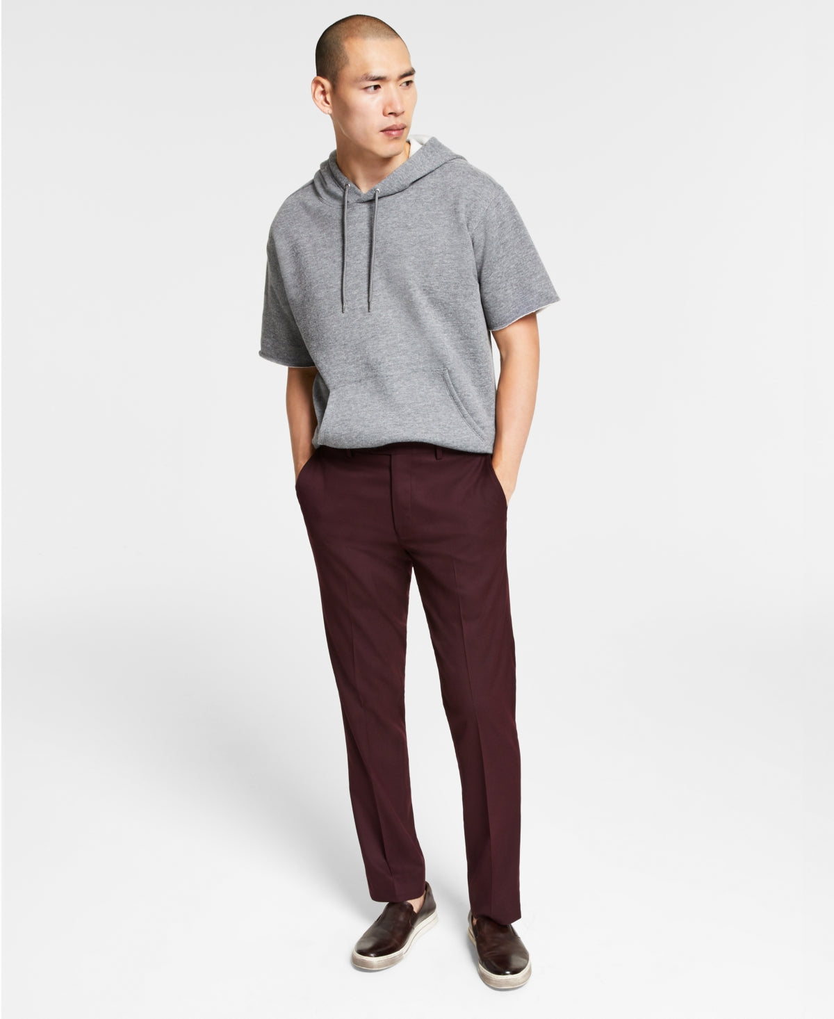 Bar Iii Men's Slim fit Burgundy Suit Pants 33X32