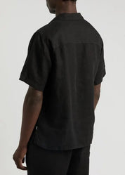 WAX LONDON Mens Ren Linen Short Sleeve Button Shirt Large Black