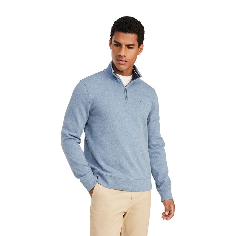 Tommy Hilfiger Men's Big Tall Mock Neck Quarter Zip Sweater Blue 2XLT