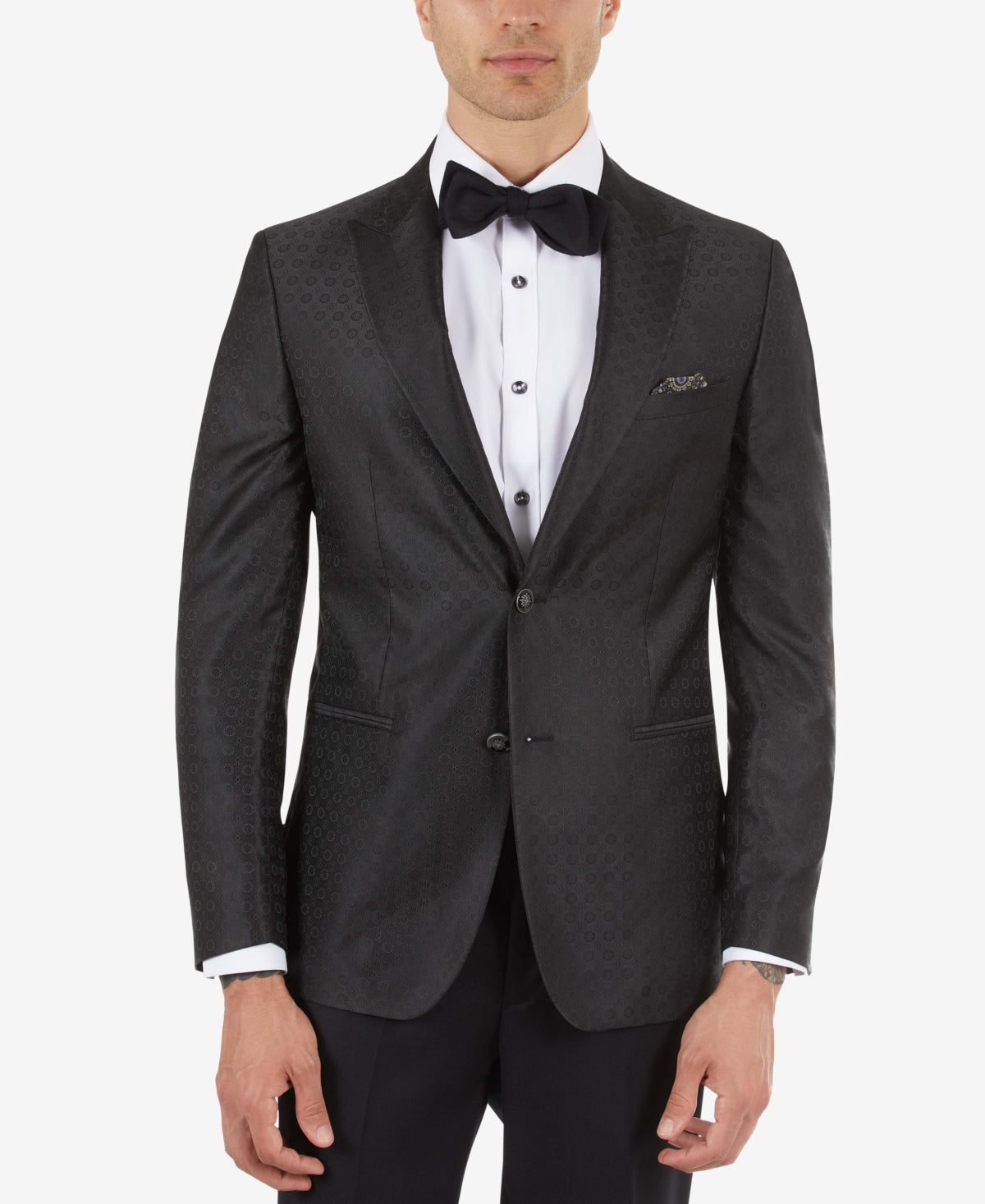 Tallia Mens Slim Fit Black Medallion Blazer 42R Sport Coat