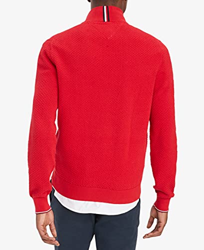 Tommy Hilfiger Mens Textured Mock Neck Sweater Medium Red