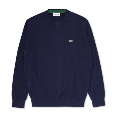 Lacoste Men’s Crew Neck Cotton Sweater Sl Navy Small