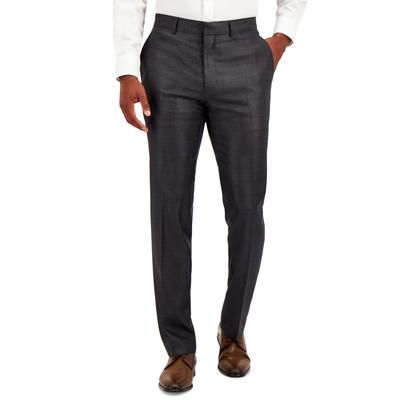 Kenneth Cole Mens Slim fit Dress Pants 36 / 30 Gun Metal Grey Solid