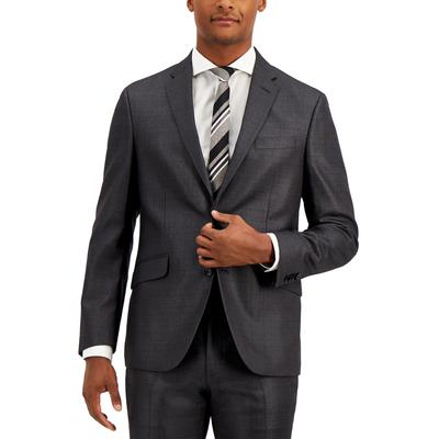 Kenneth Cole Mens Slim fit Suit Jacket Blazer 48 L Dark Grey Solid Stretch