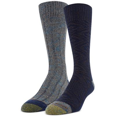 Gold Toe Mens 2 Pk Aztec Texture Crew Socks Blue