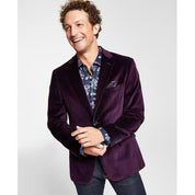 Alfani Mens Velvet Slim Fit Two Button Blazer Sport Coat Purple 38R