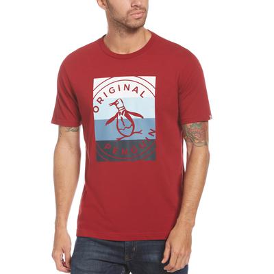 Original Penguin Mens Colorblocked Logo T shirt Dark Red Large