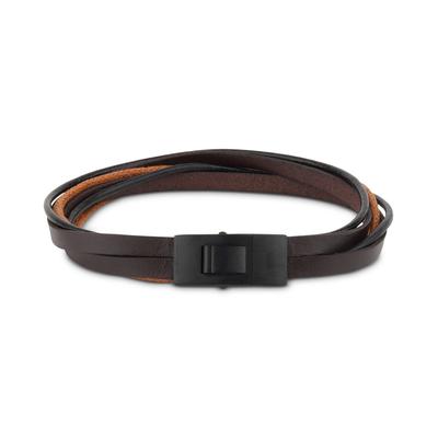 Bespoke Men's Multi Strap Leather Bracelet Brown