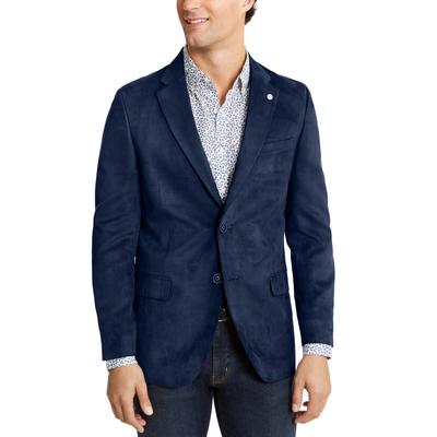 Nautica Mens Modern fit Suede Sport Coat Blazer 46 R Blue Solid Stretch