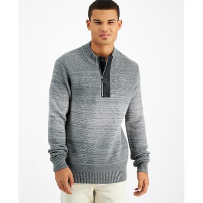INC International Concepts Men's Quarter-Zip Ombre Sweater Stucco Grey Medium