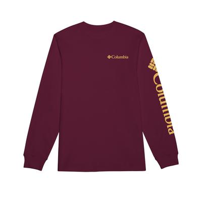 Columbia Men's Graphic Long Sleeve T-shirt Rich Wine DARK RED LARGE