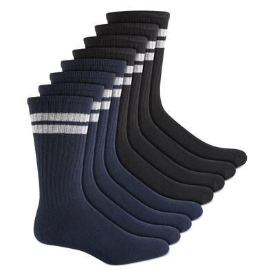 Club Room Men's 8 Pack Black Stripe Crew Socks Osfa Reg
