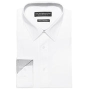 Nick Graham Men's Modern Fit Solid with Contrast Dress Shirt White 18 18.5 36 37