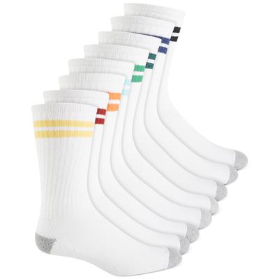 Club Room 8 Pk. Men's Stripe Crew Socks  White