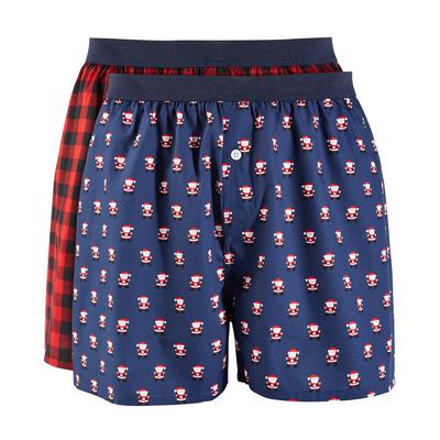Club Room Mens 2-Pack Holiday Santa Print Navy Blue Boxer Shorts Medium