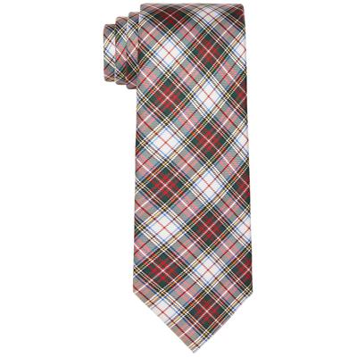 Tommy Hilfiger Mens Silk Plaid Neck Tie Red Green White