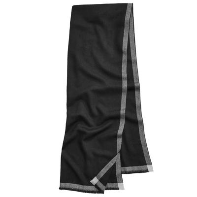 Alfani Mens Scarf One Size Black Herringbone