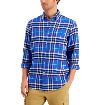 Club Room Men's Buffalo Plaid Button Down Shirt Knox Blue 2XL