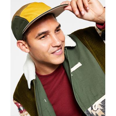 Sun Stone Mens Colorblocked Panel Cap Hat Green Yellow