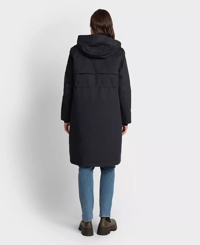 Seraphine Women's Maternity Down Parka Coat US Size 16 Navy Blue Fur Trim Hood