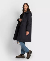 Seraphine Women's Maternity Down Parka Coat US Size 14 Navy Blue Fur Trim Hood