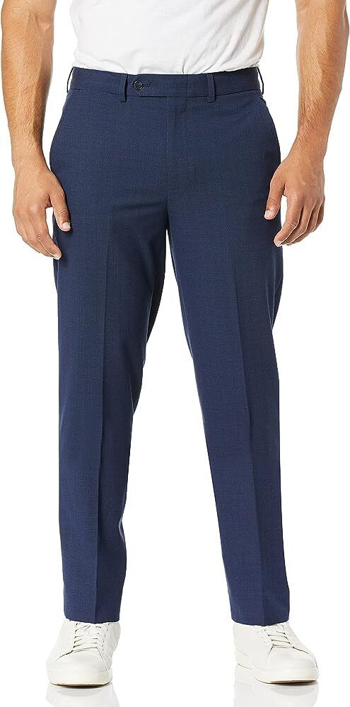 Nautica Men's Modern-Fit Bi-Stretch Blue Flat Suit Pants 45 x 32