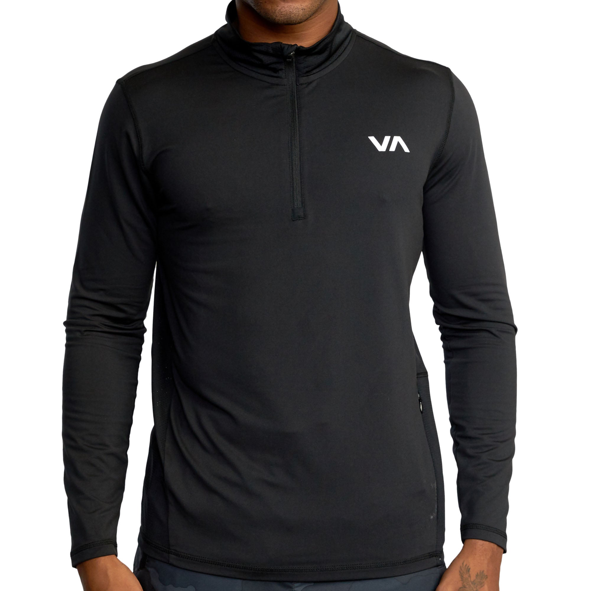 RVCA Recycled Polyester Blend Quarter Zip Pullover Jacket Black Size Small