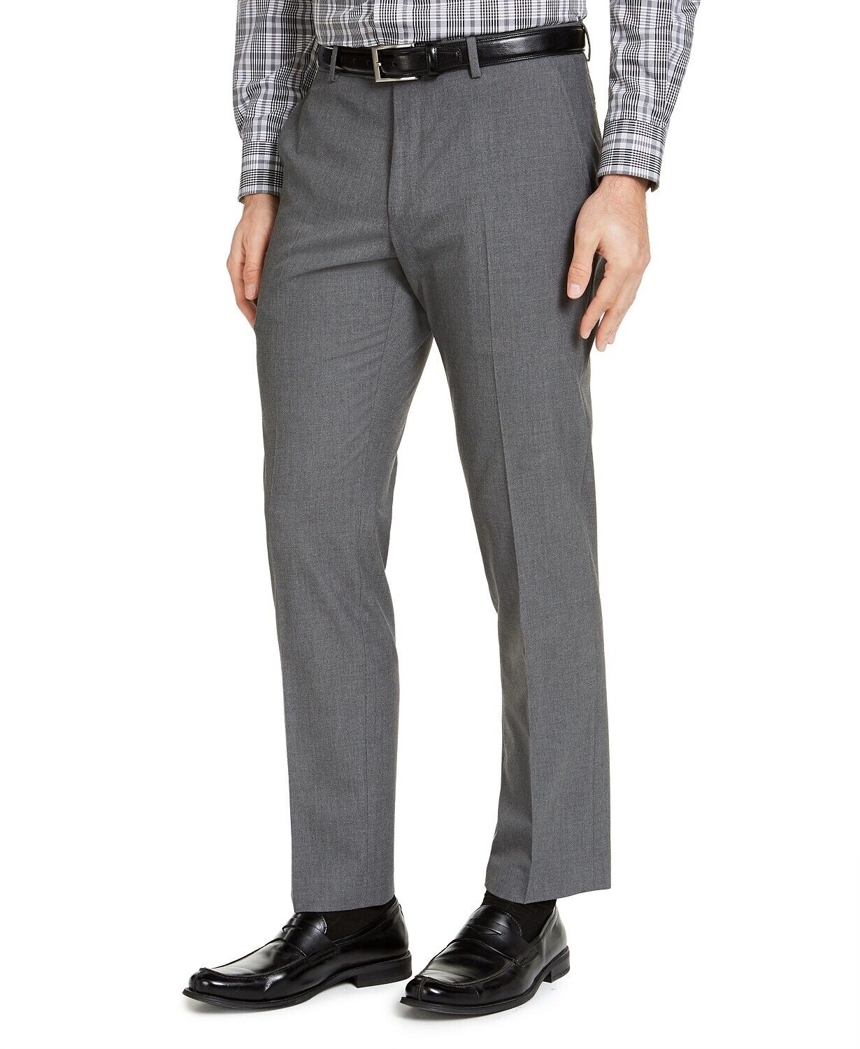 IZOD Men's Classic-Fit Suit Pants Grey Solid 41 x 32 Flat Front Pant