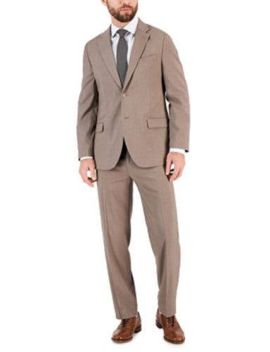 NAUTICA Mens Suit Pants 45 x 32 Modern-Fit Bi-Stretch Flat Pant Taupe