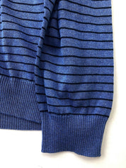 Maurizio Baldassari Mens Navy Blue Crewneck Stripe Sweater Size 52 Blue