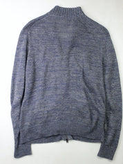The Men's Store Linen Melange Knit Regular Fit Full Zip Sweater Blue Medium Mens