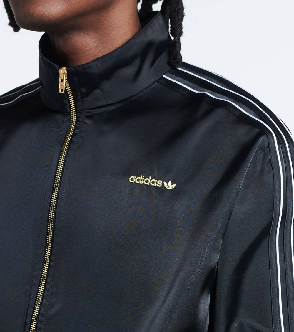 Adidas Men's Firebird Satin Track Jacket Black White XL