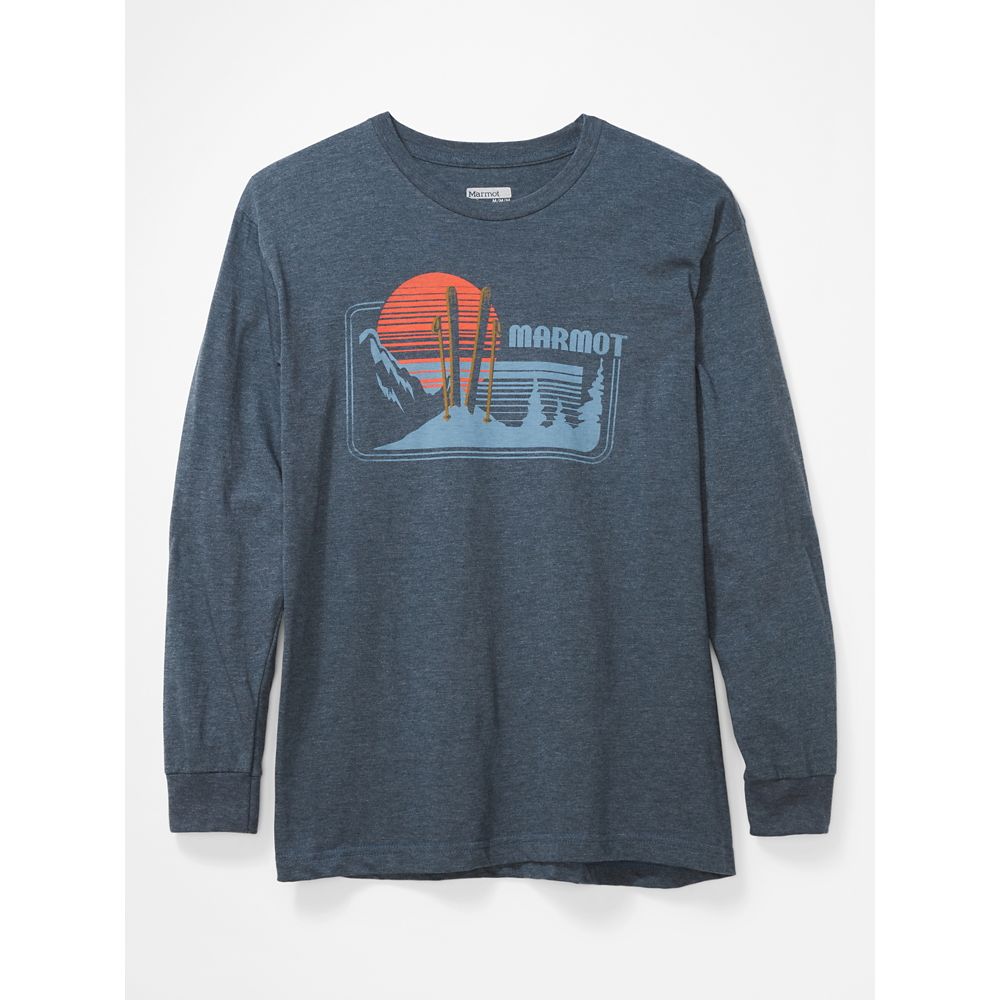 Marmot Mens Freestyle Long Sleeve T Shirt Navy Heather XL