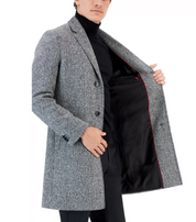 HUGO BOSS Men's Migor Slim-Fit Melange Wool Overcoat 48R Coat Charcoal