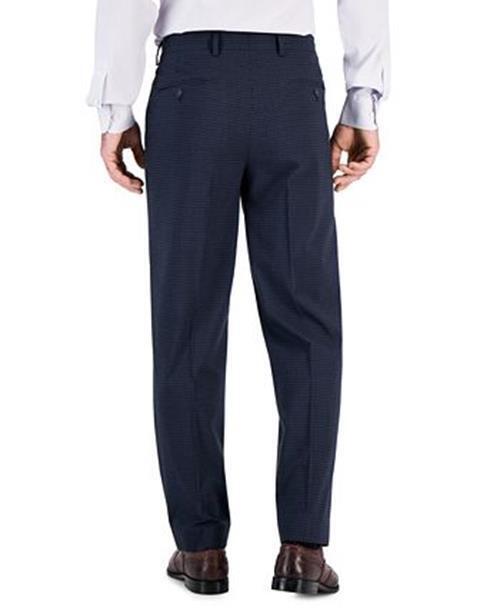NAUTICA Mens Suit Pants 30 x 32 Navy Blue Check Modern-Fit Bi-Stretch