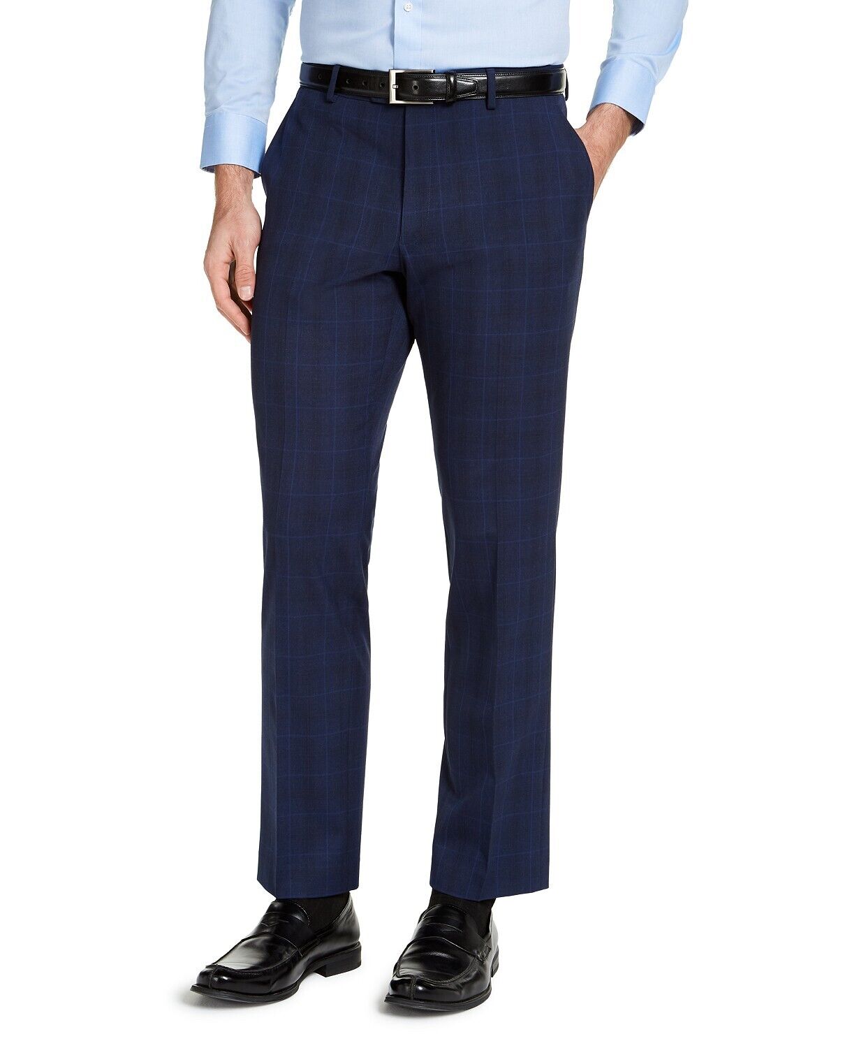 IZOD Men's Classic-Fit Suit Pants Only Navy Blue Windowpane 36 x 32