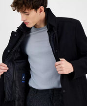 Nautica Mens Classic-Fit Bib Wool Overcoat Coat 38R Black