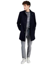 Calvin Klein Men's Mayden Slim-Fit Wool Blend Overcoat Coat 36R Navy Blue