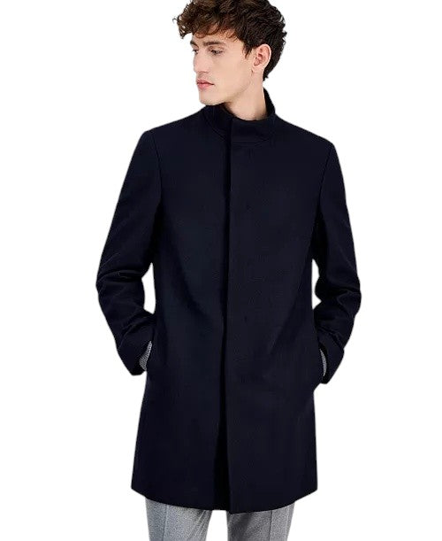 Calvin Klein Men's Mayden Slim-Fit Wool Blend Overcoat Coat 36R Navy Blue