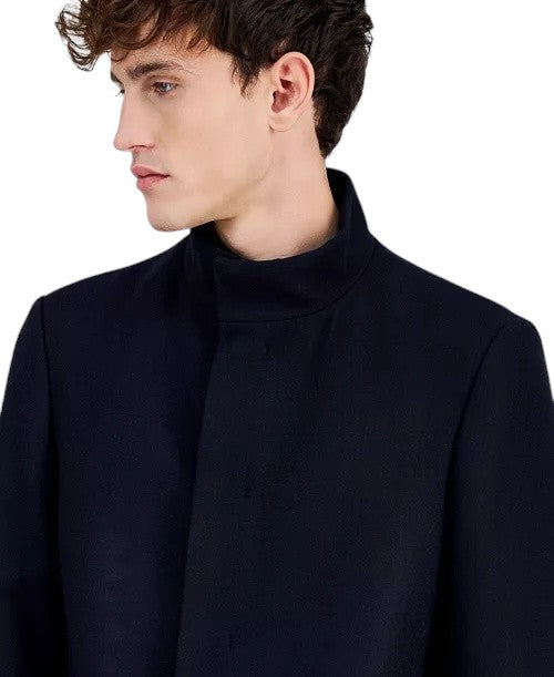 Calvin Klein Men's Mayden Slim-Fit Wool Blend Overcoat Coat 44 L Dark Navy Blue