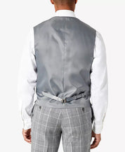 Tallia Mens Slim Fit Plaid Suit Vest Black White 2XL