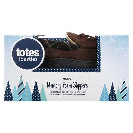 Totes Men's Microterry Moccasin Memory Foam Brown Slippers XL US 11-12