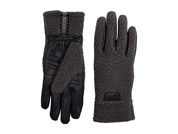 UGG Mens Mixed Media Fleece Gloves Black XL