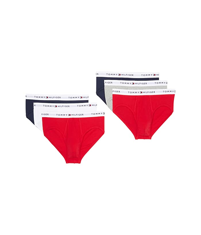 Tommy Hilfiger Mens Classic 6 Pack Cotton Briefs Underwear Red Multi