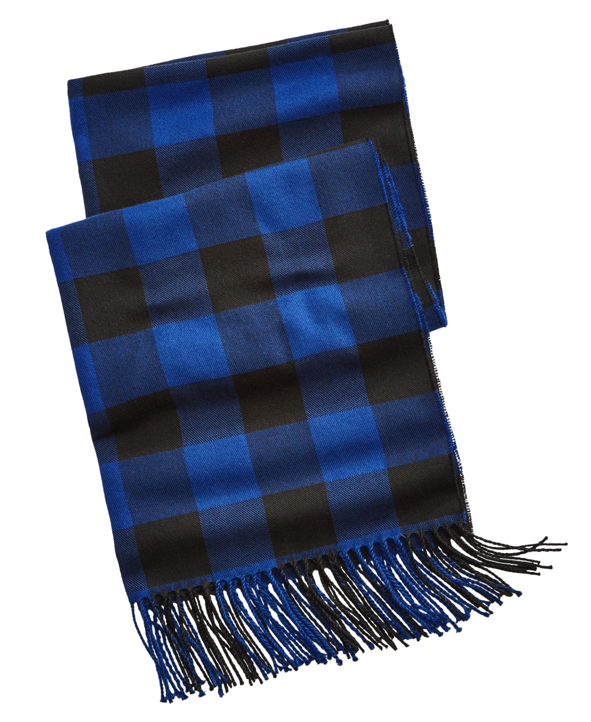 Club Room Buffalo Check Scarf Dark Blue Osfa Reg